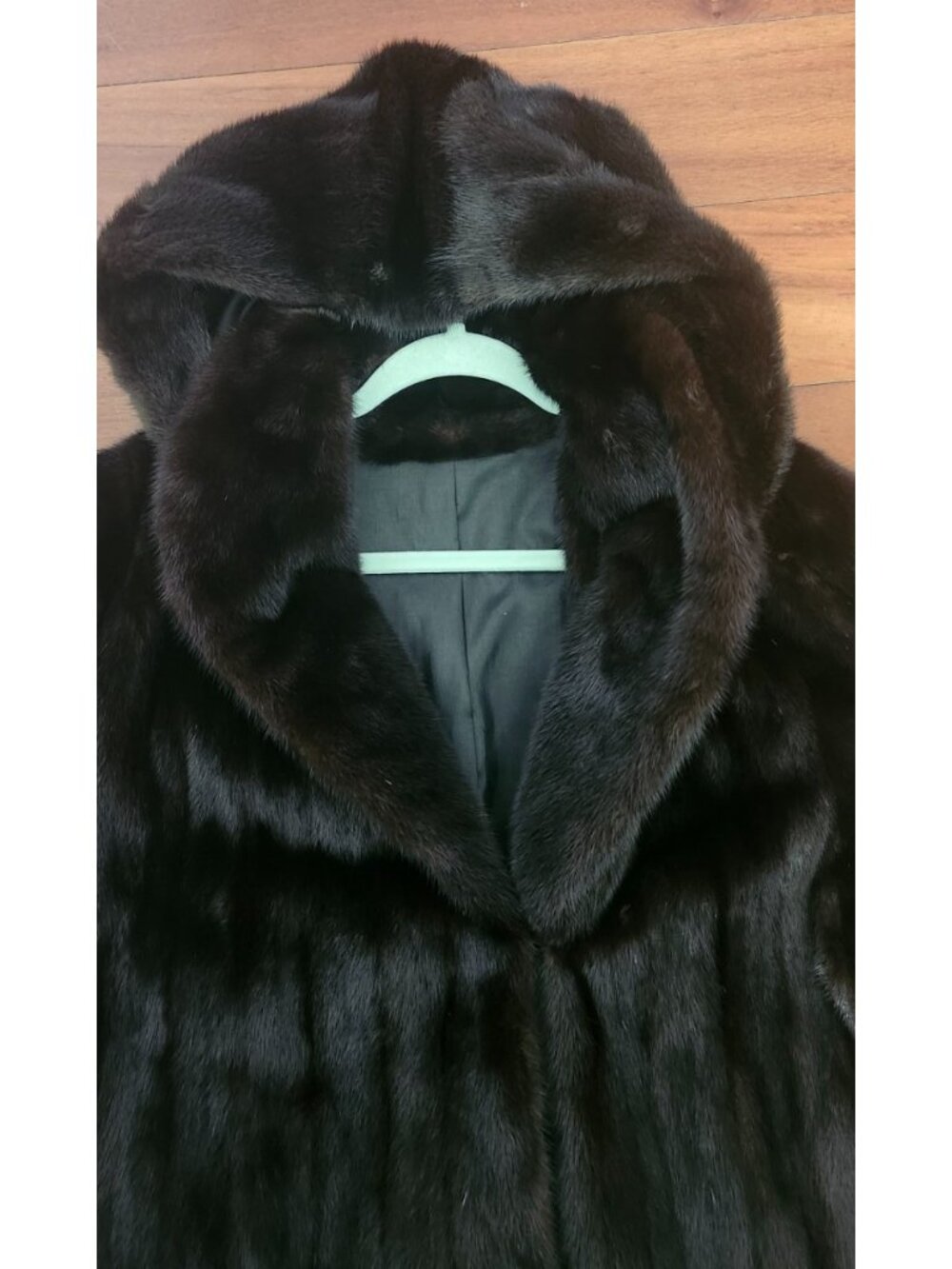 Genuine Mink Fur Full Length Hooded Maxi Coat Dark Brown Detachable Hood Size XL - Picture 4 of 16